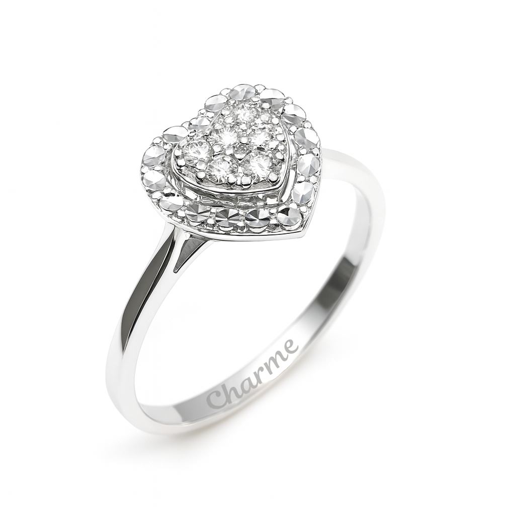 Damenring, Antragsring, Weissgold 585, mit 0,12 ct Diamanten (V000075)