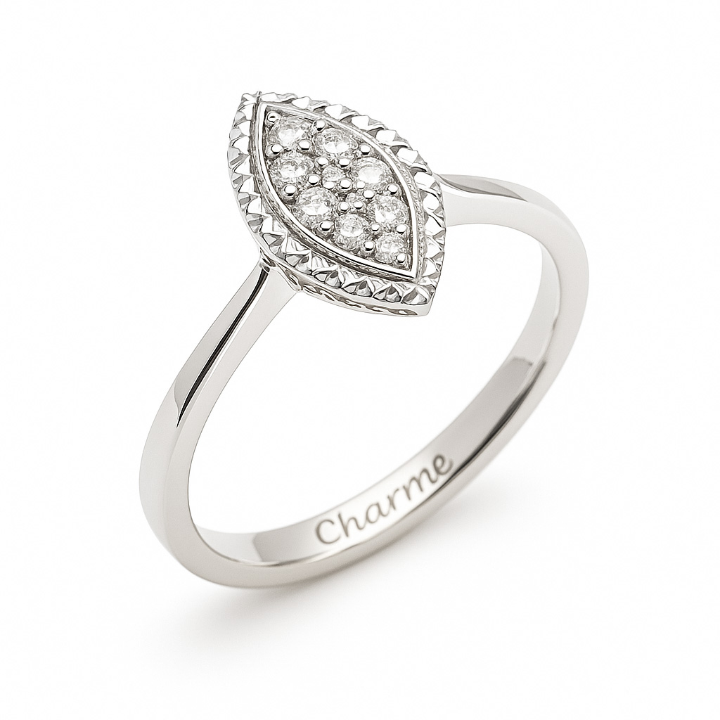 Damenring, Antragsring, Weissgold 585, mit 0,11 ct Diamanten (V000079)