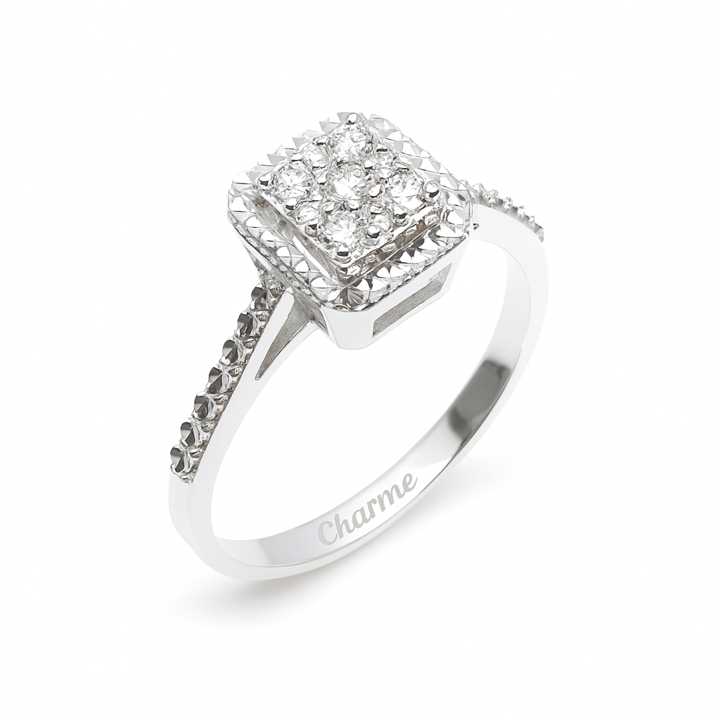 Damenring, Antragsring, Weissgold 585, mit 0,15 ct Diamanten (V000097)