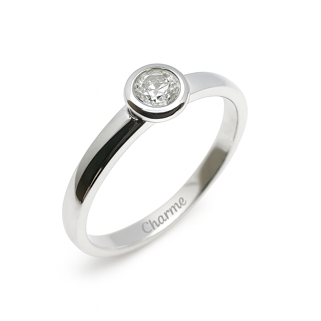 Damenring, Antragsring, Weißgold 585, mit 0,14 ct Diamanten (P000520)