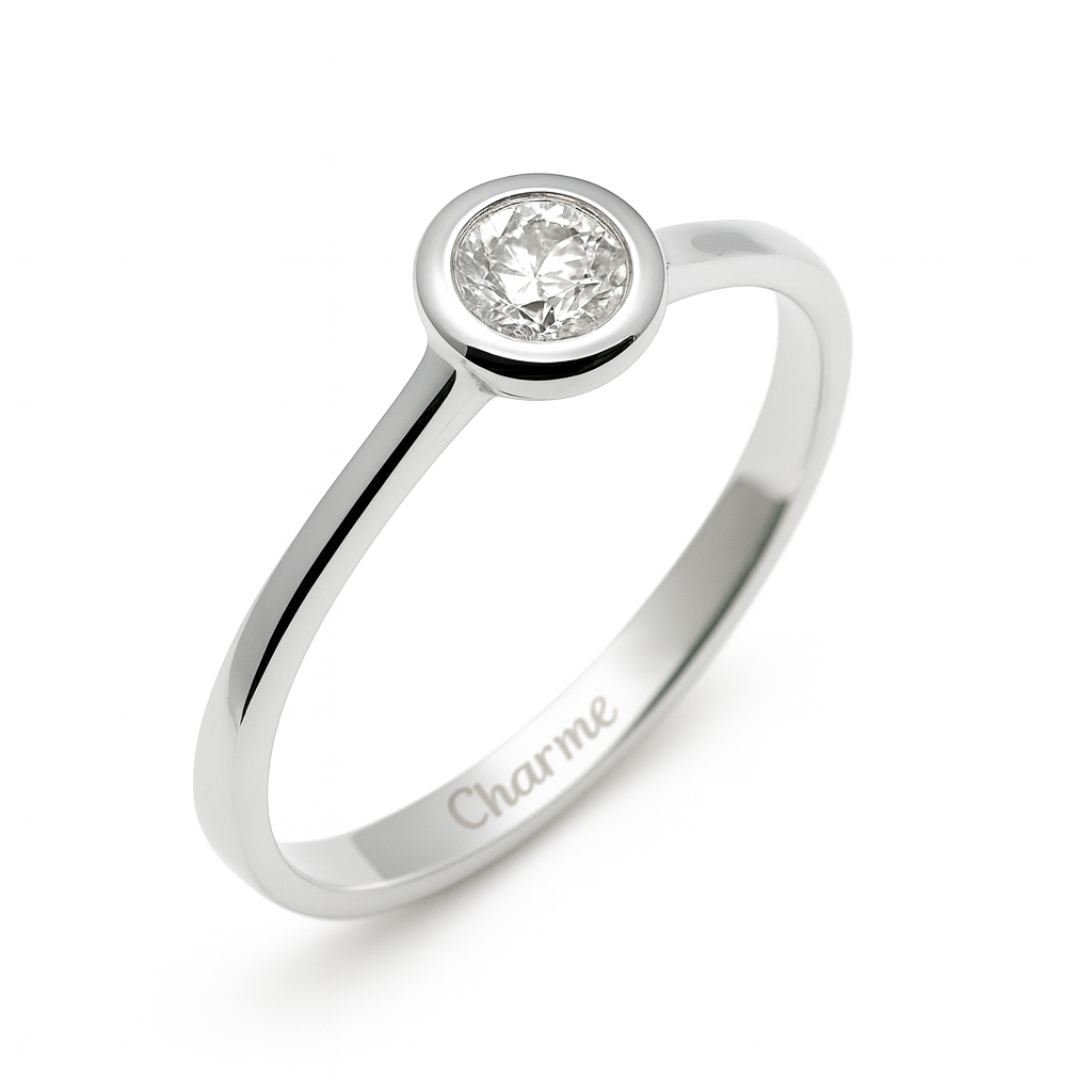 Damenring, Antragsring, Weißgold 585, mit 0,14 ct Diamanten (P000517)