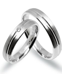 Trauringe Weißgold 585 mit 0,02 ct Diamanten – RU1082
