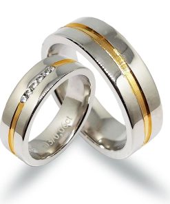 Trauringe Weiß- und Gelbgold 585 mit 0,06 ct Diamanten – PK0