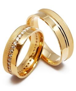 Trauringe Gelbgold 585 mit 0,38 ct Diamanten – W109Y