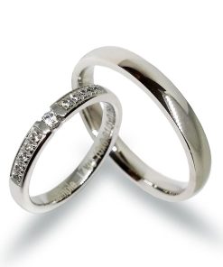 Spannringe Trauringe Weißgold 585 mit 0,16 ct Diamanten – L430