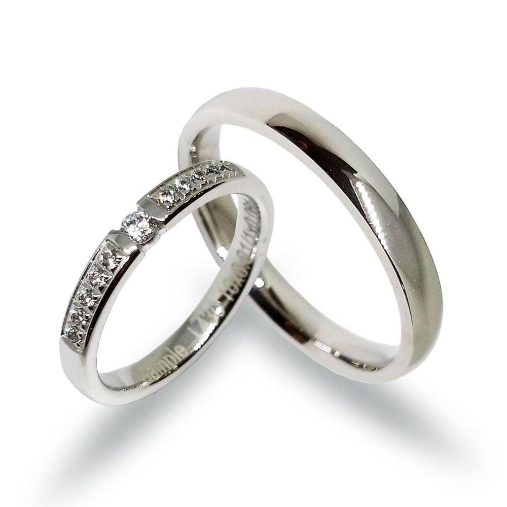 Spannring Trauringe-Eheringe, Weißgold 585, mit 0,16 ct Diamanten (L430)