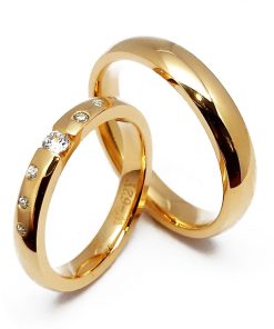 Trauringe Gelbgold 585 mit 0,17 ct Diamanten – W62Y