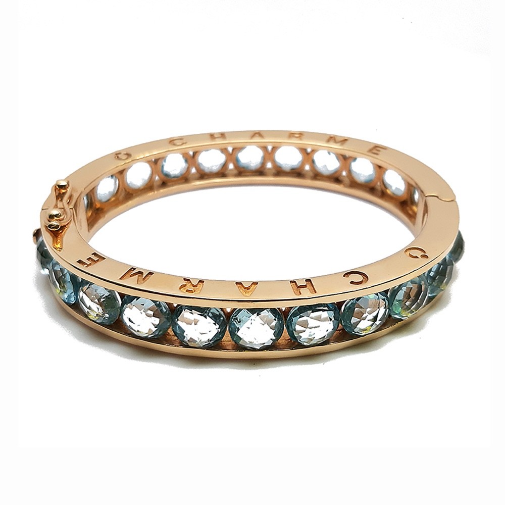 Armreif, Gelbgold 585 mit Blautopase (A000596)
