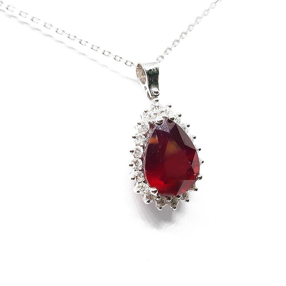 Anhänger, Weißgold 750 mit 0,44 ct Diamanten und Rubin (FP00007)