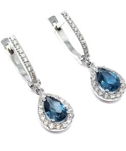Ohrringe Weißgold 585 mit 0,42 ct Diamanten und Saphir – P000678