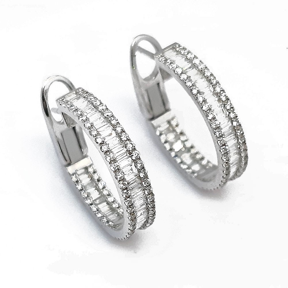 Creolen, Weißgold 585 mit 1,55 ct Diamanten (P000305)