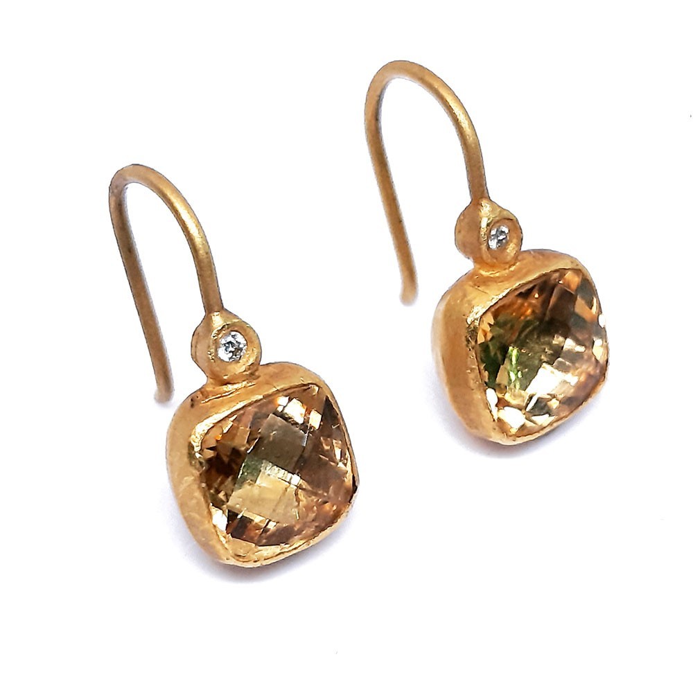 Ohrringe, Feingold mit Diamanten und Topas (FE00107)
