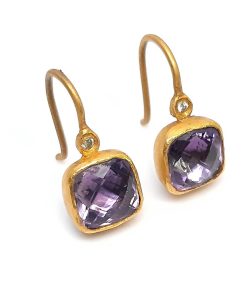 Ohrringe Bicolor mit Diamanten und Amethyst – FE00111