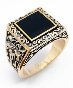 Herrenring Gelbgold 585 mit Onyx – A000989