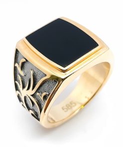 Herrenring Gelbgold 585 mit Onyx – A000983