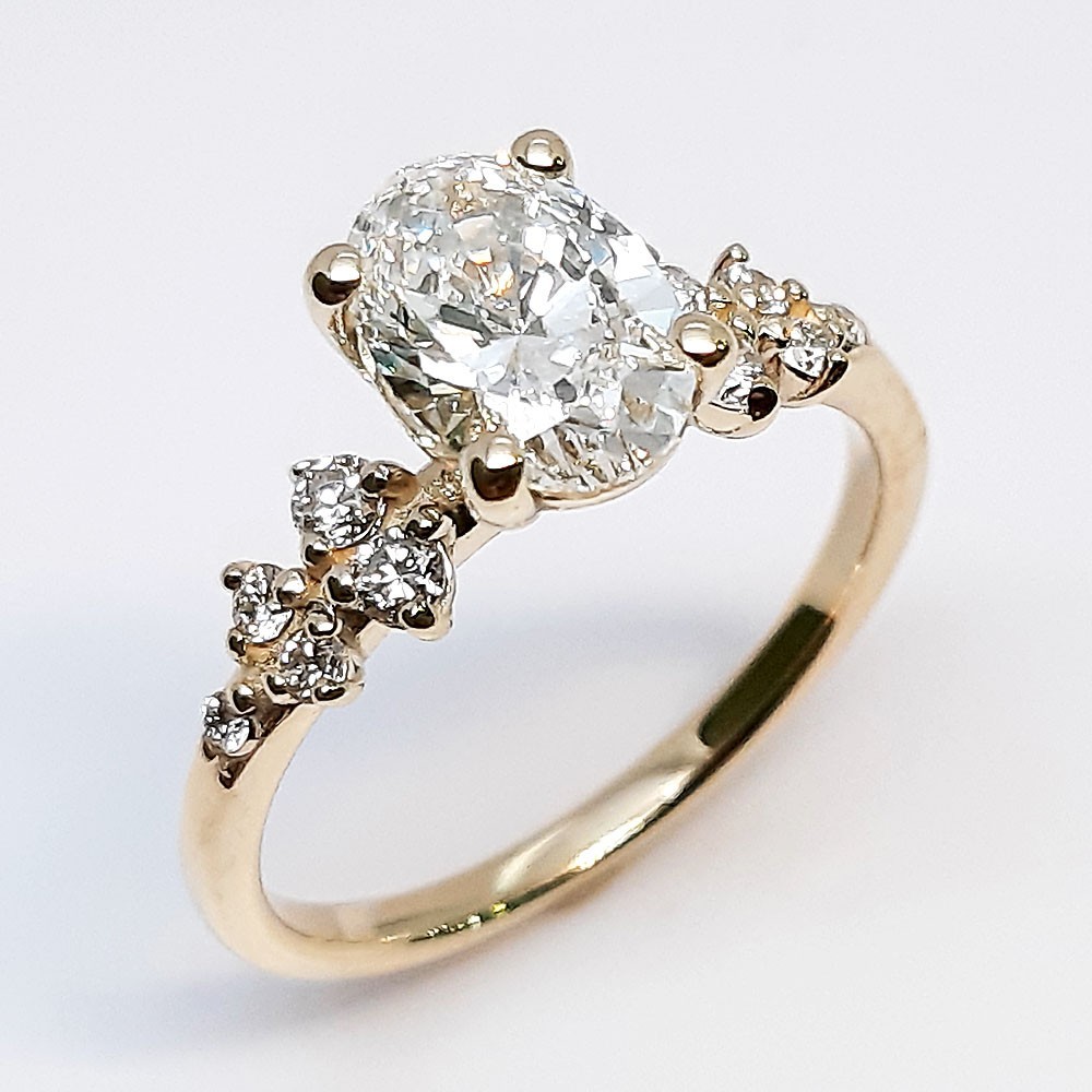Damenring, Antragsring, Gelbgold 585, mit 1,10 ct Labor-Diamanten (L000005)