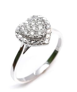 Herzform Verlobungsring Weißgold 585 mit 0,12 ct Diamanten – V000075