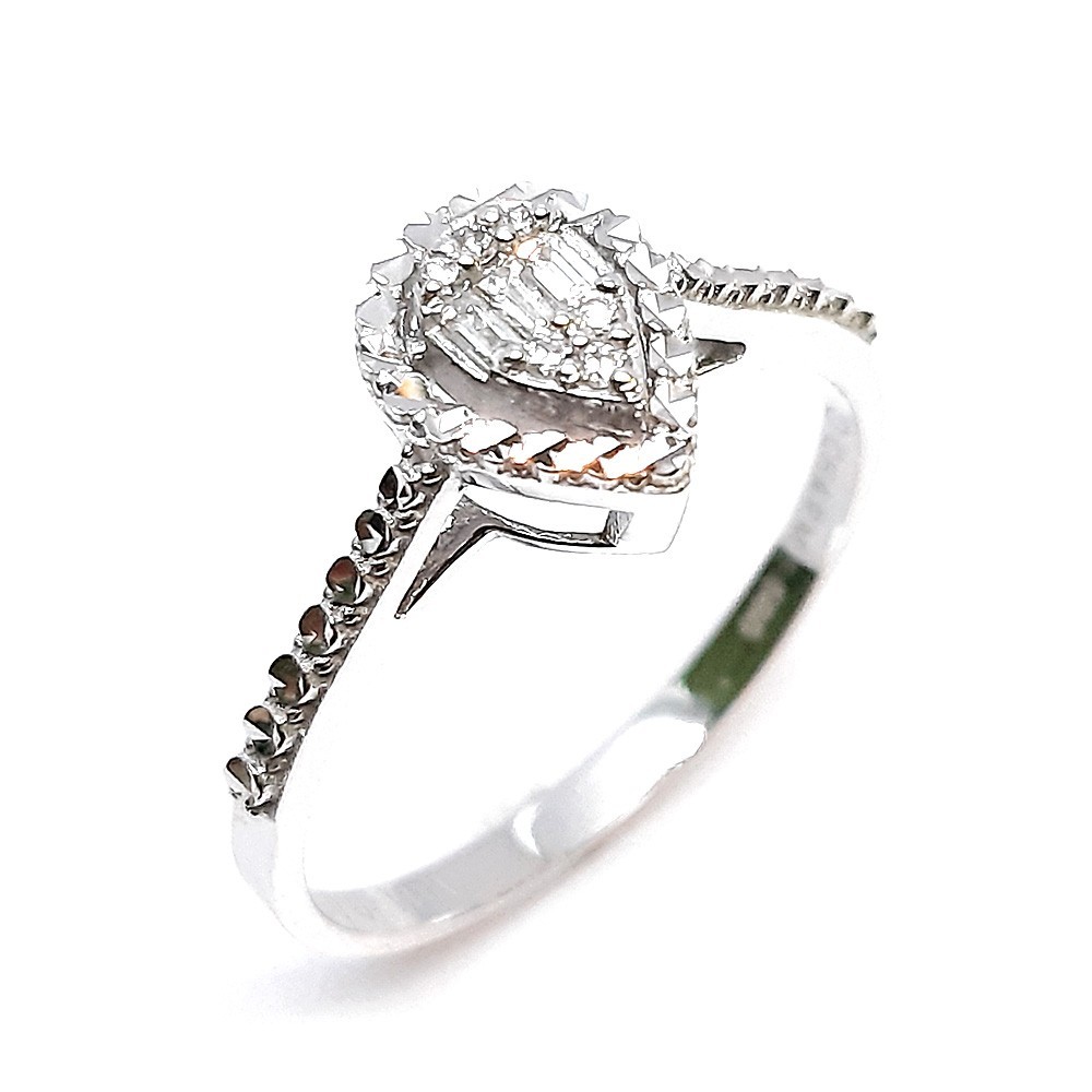 Damenring, Weißgold 585 mit 0,10 ct Diamanten (V000092)