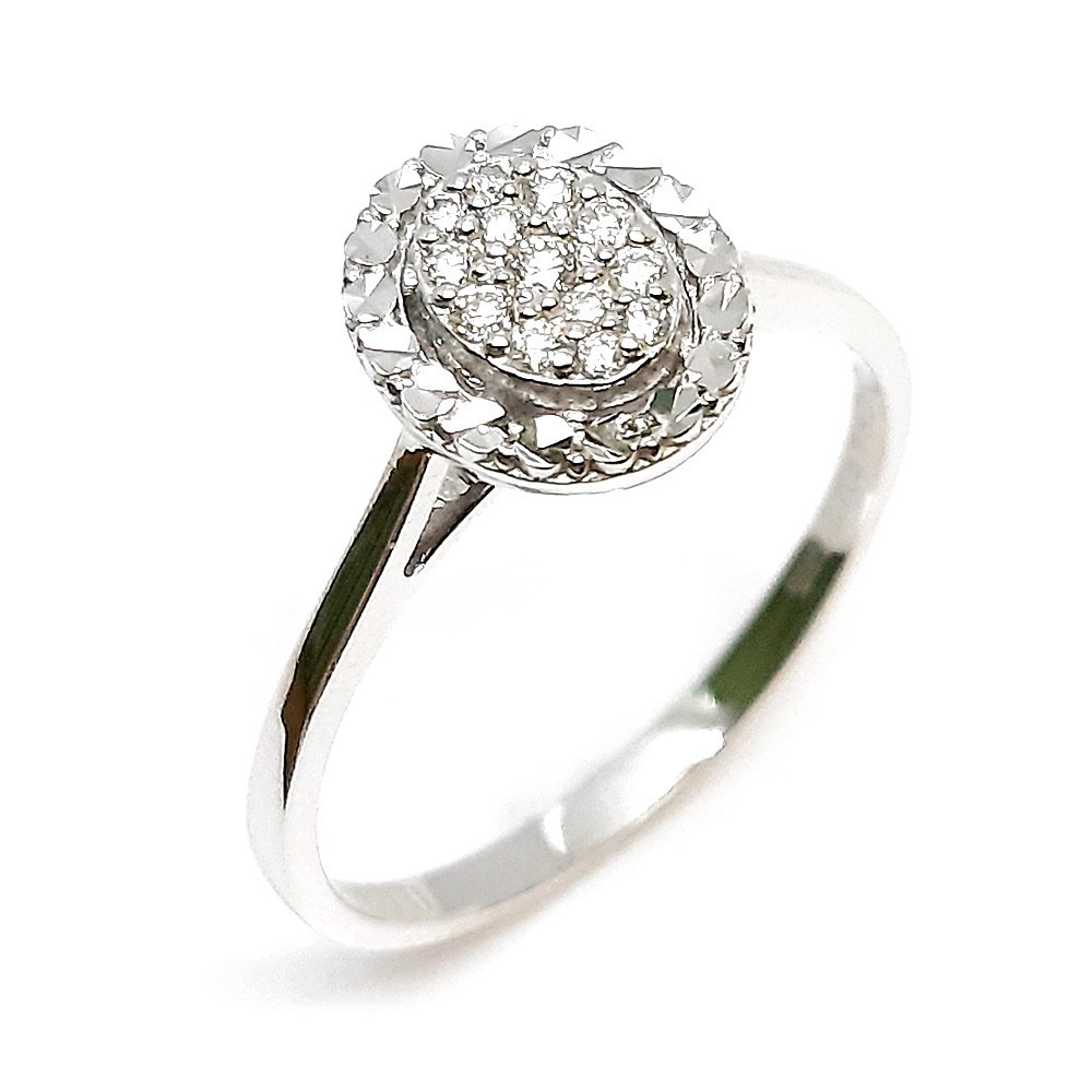 Damenring, Antragsring, Weissgold 585, mit 0,09 ct Diamanten (V000009)
