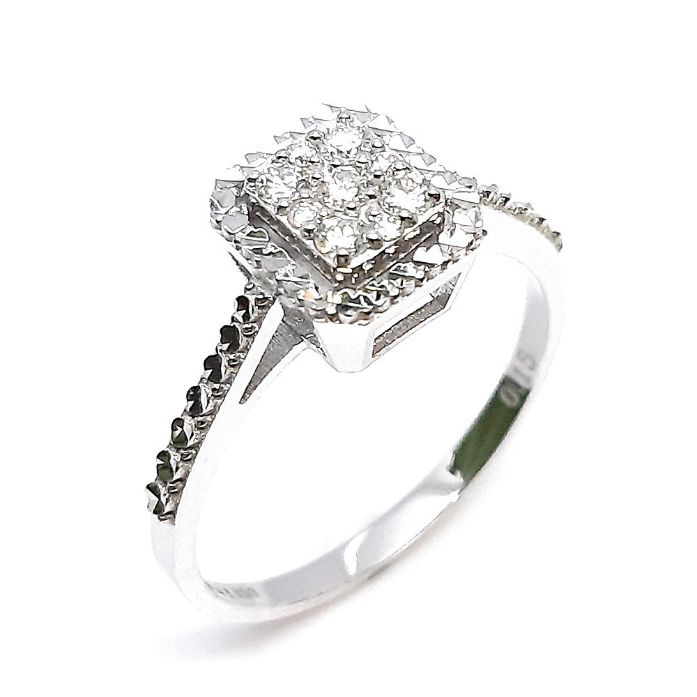 Damenring, Antragsring, Weissgold 585, mit 0,15 ct Diamanten (V000097)