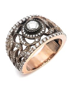 Retro-Ring Rotgold 333 / Silber 925 mit Diamanten – FE00003