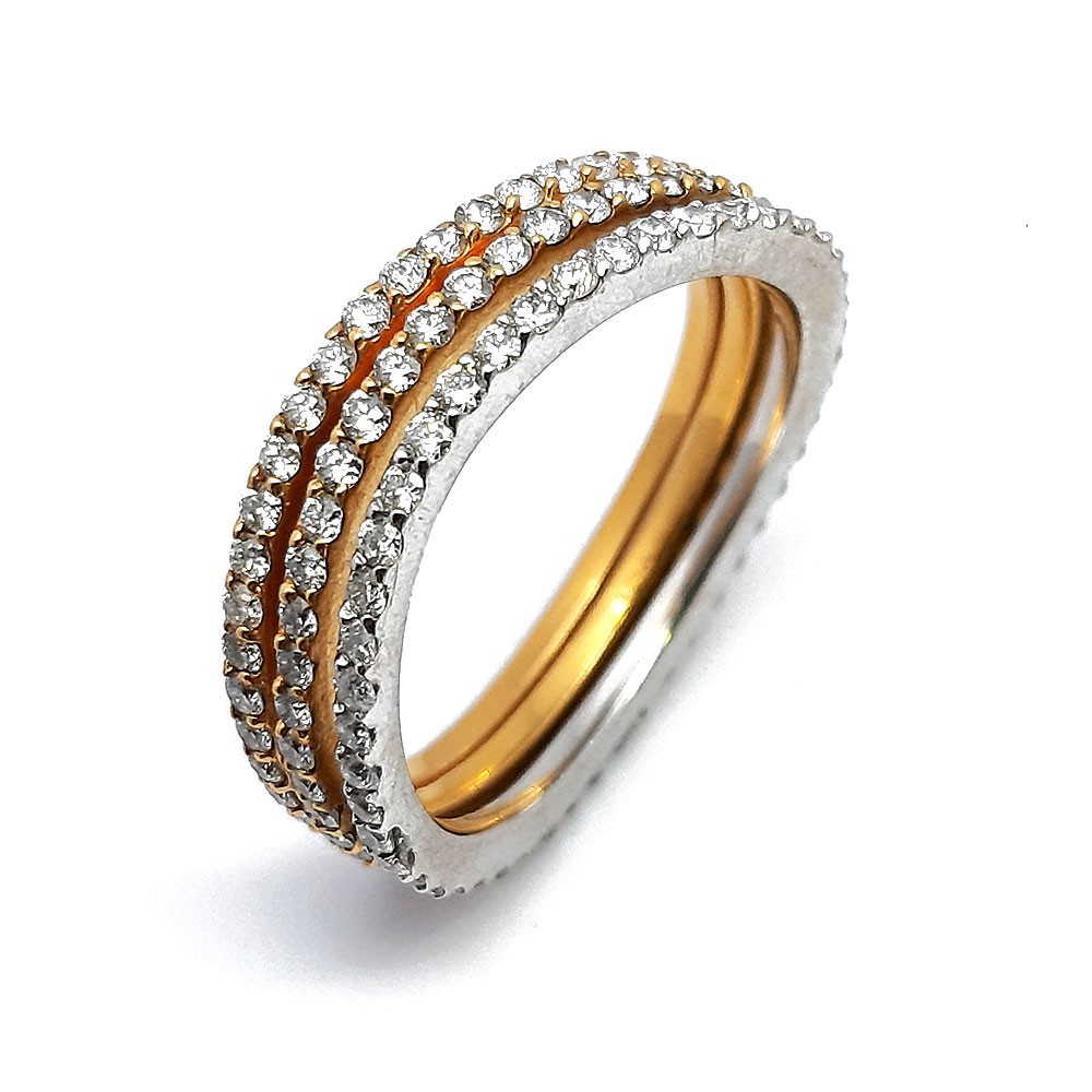 Dreier Ringe, Weiß- und Gelbgold 750, mit 1,50 ct Diamanten (FP00055)