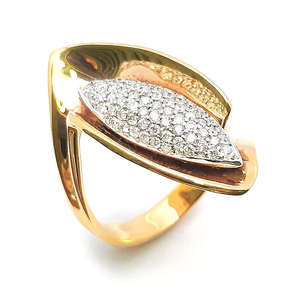 Damenring, Weiß- und Gelbgold 750, mit 0,54 ct Diamanten (FP00052)