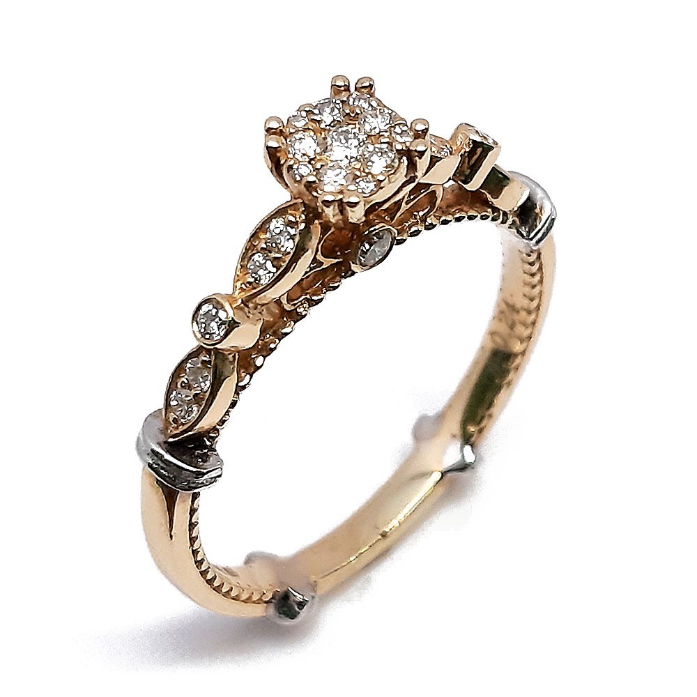 Damenring, Gelbgold 585 mit 0,24 ct Diamanten (P000410)