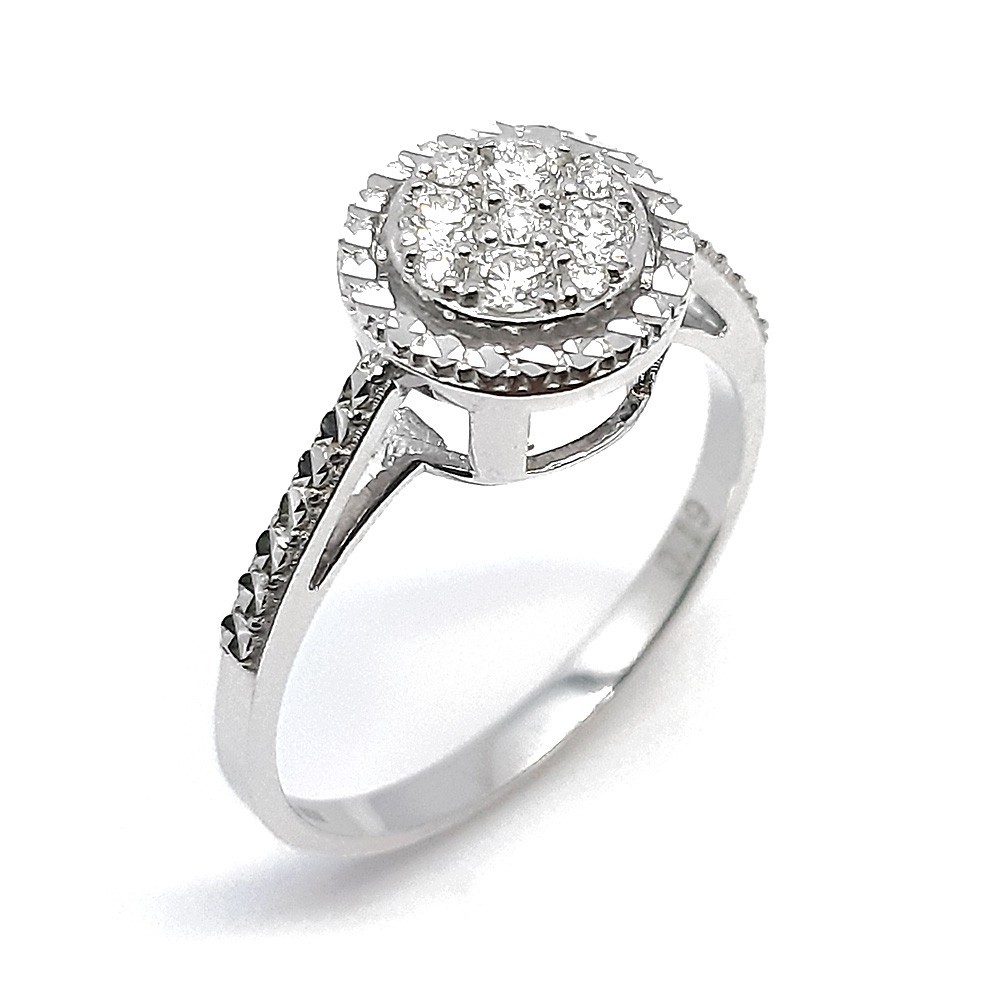 Damenring, Weißgold 585 mit 0,19 ct Diamanten (V000073)