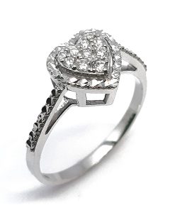Herzform Damenring Weißgold 585 mit 0,13 ct Diamanten – V000072