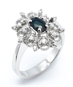 Damenring Weißgold 750 mit 0,25 ct Diamanten und Saphir – FP00069