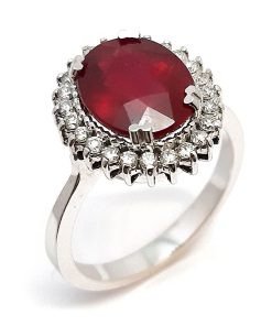 Damenring Weißgold 750 mit 0,29 ct Diamanten und Rubin – FP00045