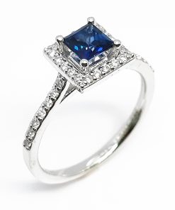 Damenring Weißgold 585 mit Diamanten und Saphir – P000090