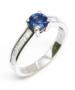 Damenring Weißgold 585 mit Diamanten und Saphir – P000569