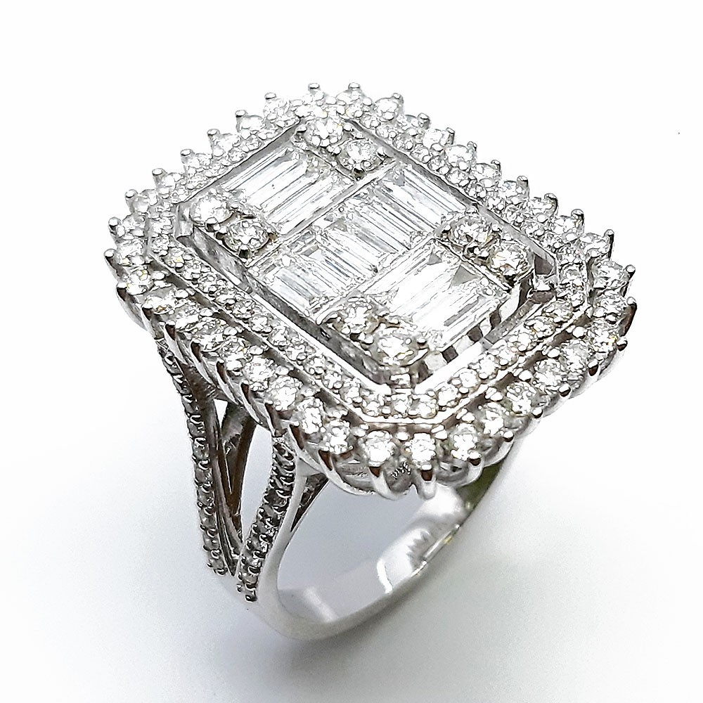 Damenring, Diamantring, Weissgold 585, mit 2,28 ct Diamanten (P000334)