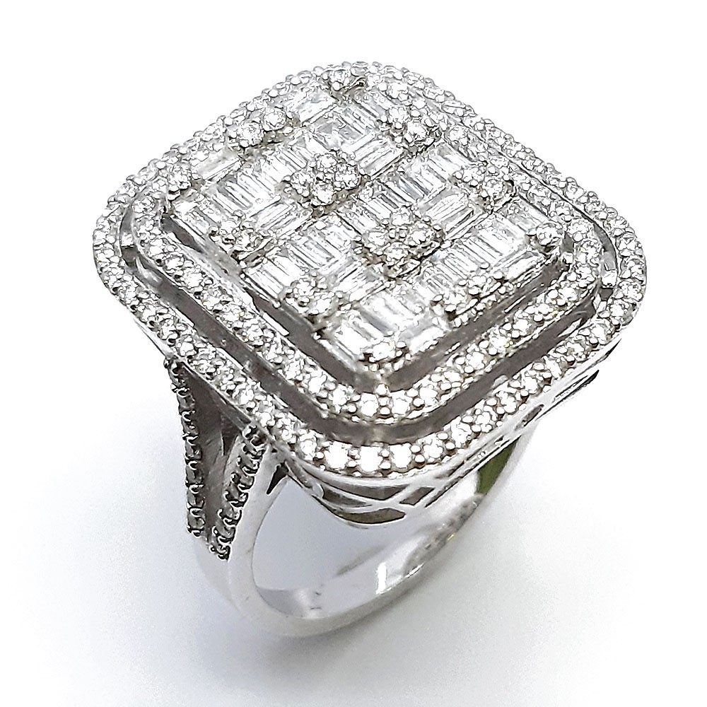 Damenring, Diamantring, Weissgold 585, mit 1,61 ct Diamanten (P000360)