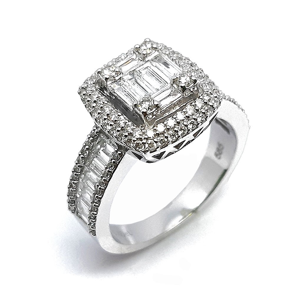 Damenring, Diamantring, Weissgold 585, mit 1,51 ct Diamanten (P000335)