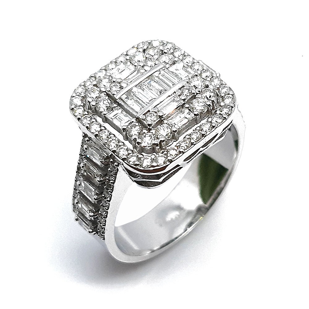Damenring, Diamantring, Weissgold 585, mit 1,29 ct Diamanten (P000336)
