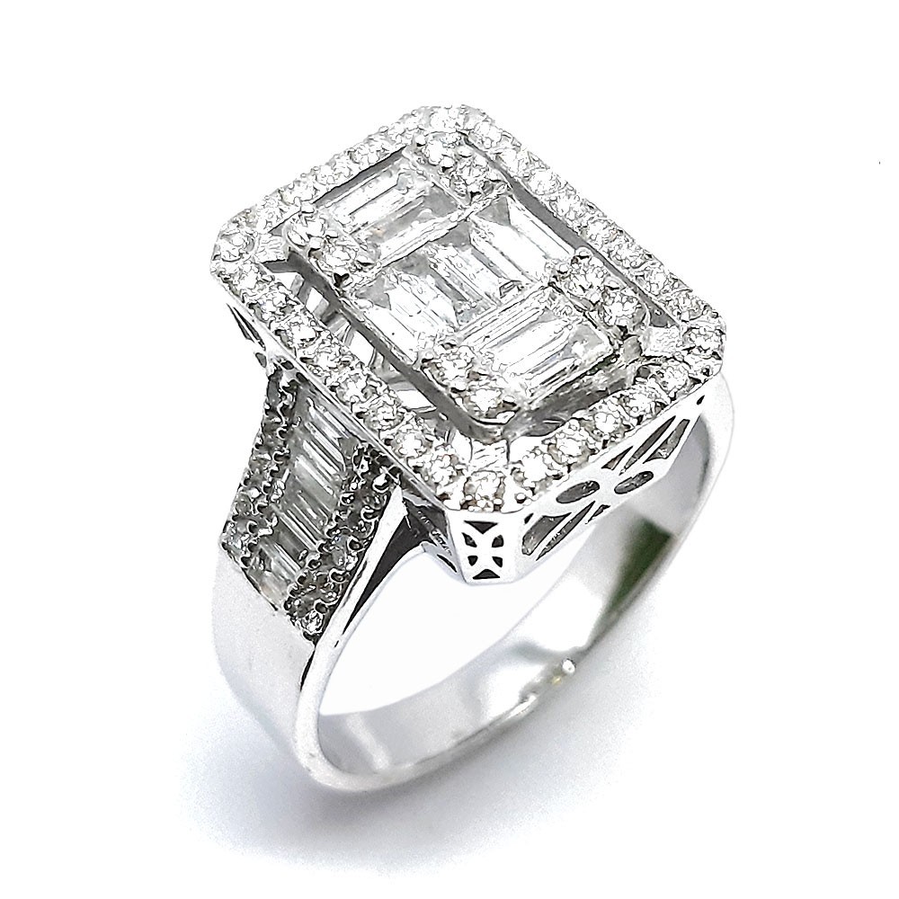 Damenring, Diamantring, Weissgold 585, mit 1,28 ct Diamanten (P000332)