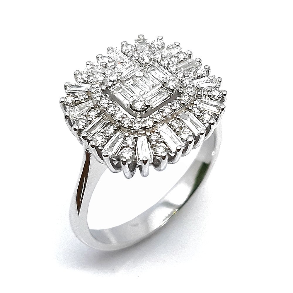 Damenring, Diamantring, Weissgold 585, mit 0,80 ct Diamanten (P000303)