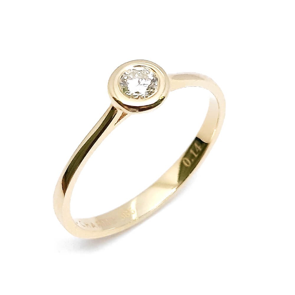 Damenring, Antragsring, Gelbgold 585, mit 0,14 ct Diamanten (P000519)