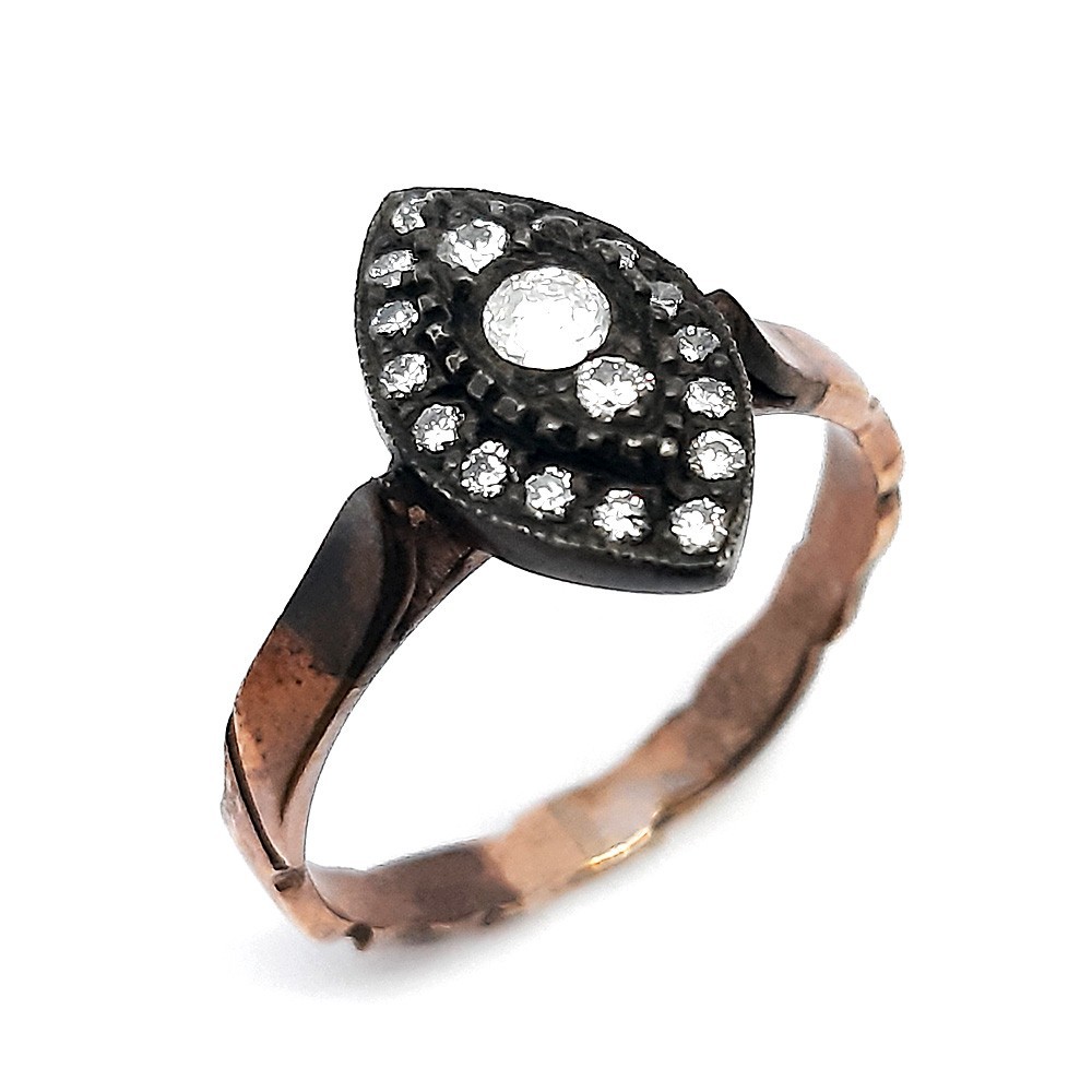 Retro-Ring, Rotgold 333-Silber 925, mit 0,31 ct Diamanten (FE00029)