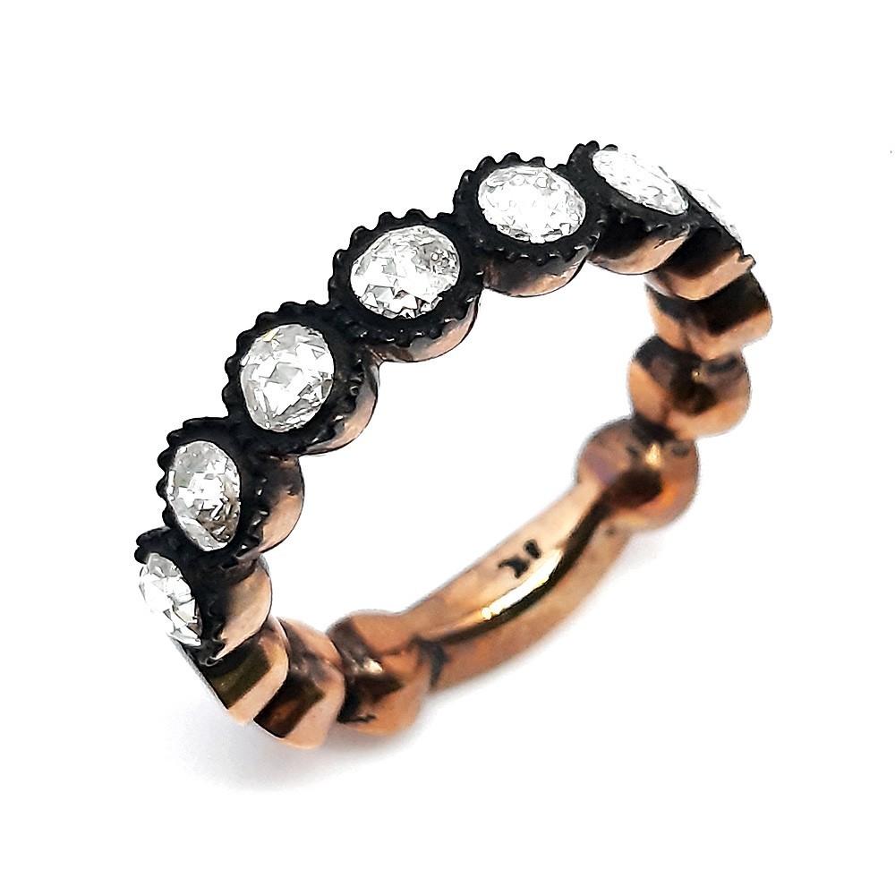 Retro-Ring, Rotgold 333-Silber 925, mit 0,87 ct Diamanten (FE00040)