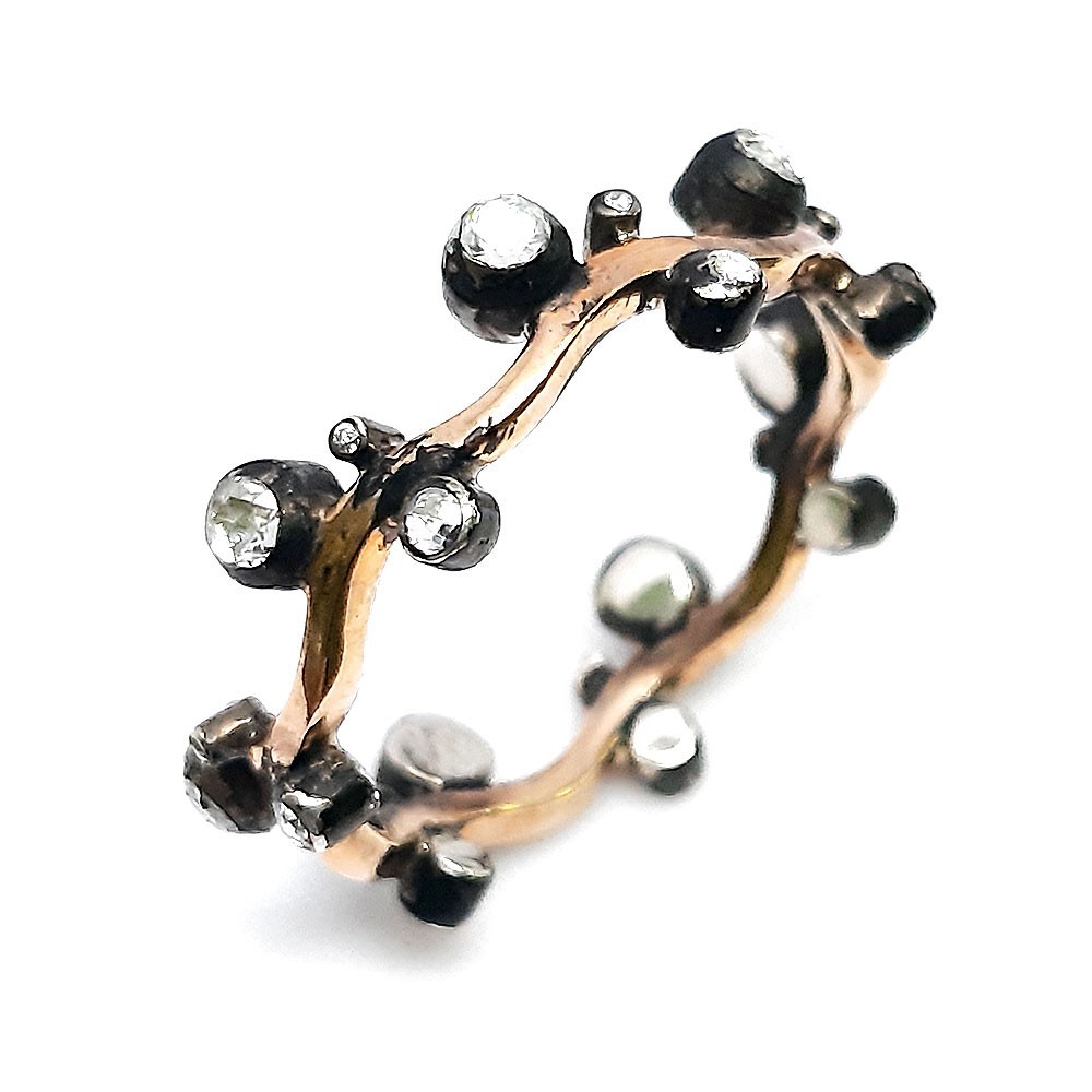 Retro-Ring, Rotgold 333 – Silber 925, mit 0,32 ct Diamanten (FE00002)