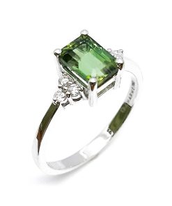 Verlobungsring Weißgold 750 mit Diamanten und Saphir – D000025