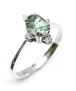 Verlobungsring Weißgold 750 mit Diamanten und Saphir – D000024