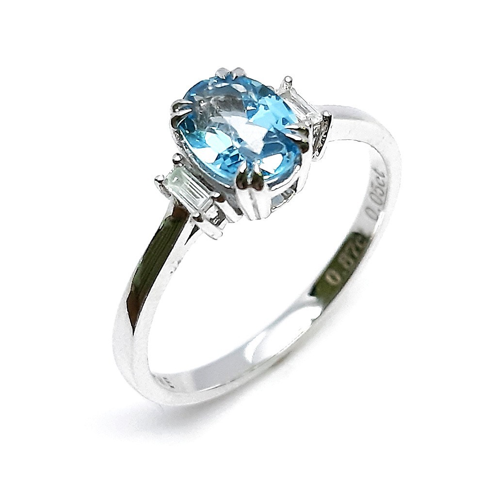 Damenring, Antragsring, Weissgold 585, mit Saphir und Diamanten (P000130)