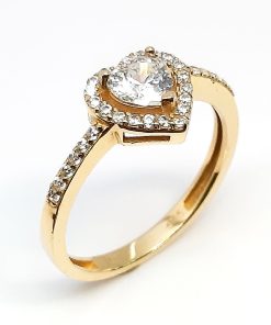 Herzform Damenring Gelbgold 585 mit Zirkonia – A000576