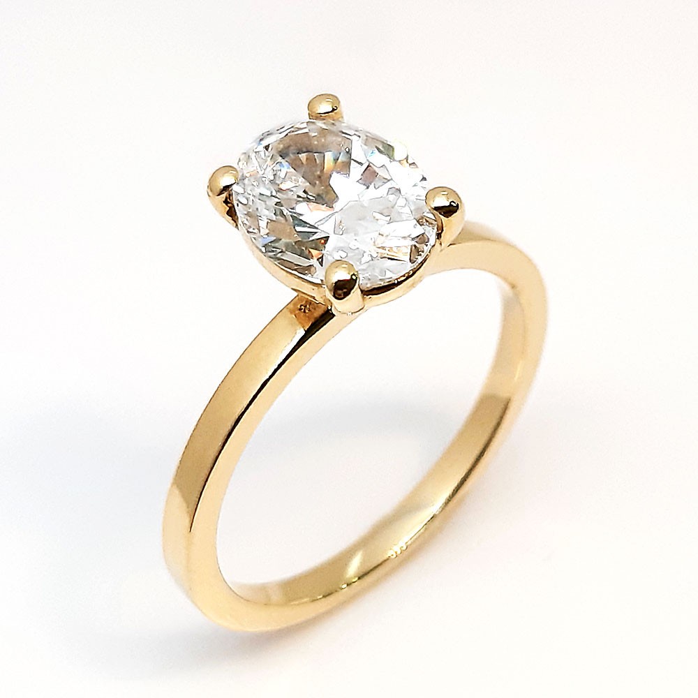 Damenring, Gelbgold 585, mit weißem Zirkonia ( A002066)