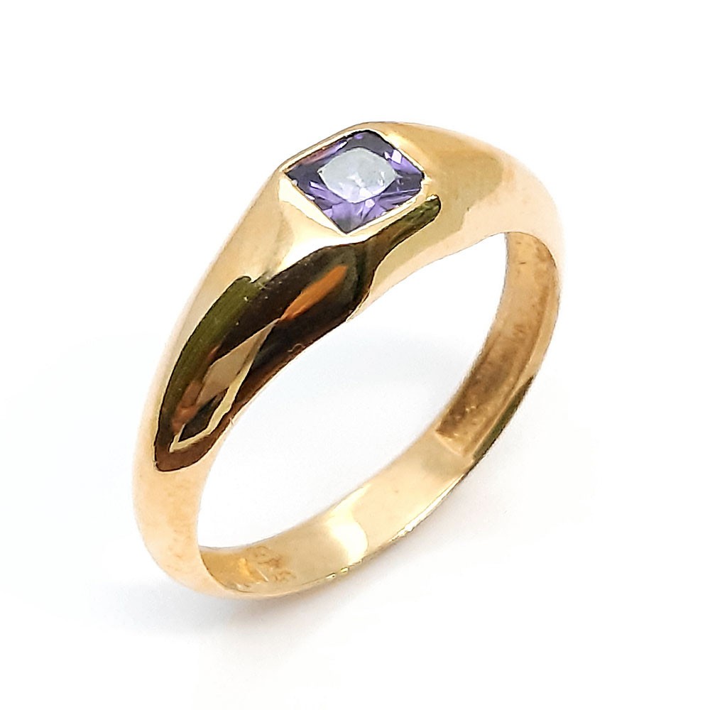 Damenring, Gelbgold 585, mit Lila Zirkonia ( A000583)